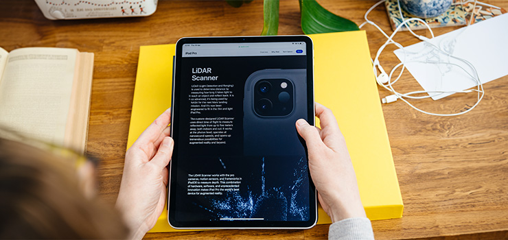 An iPad scanning a document