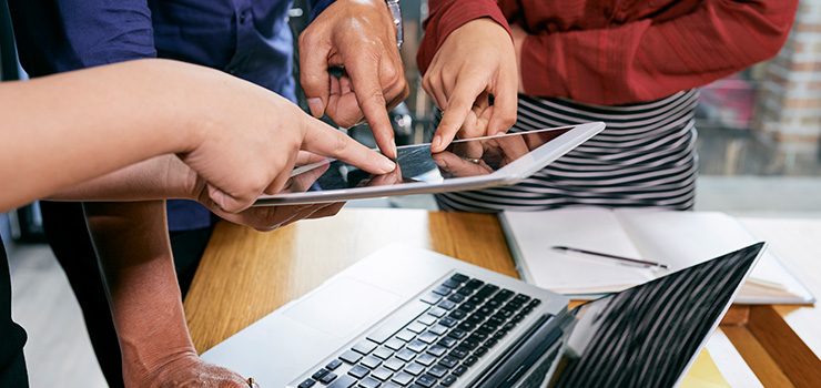 Team collaborating on a shared online documen