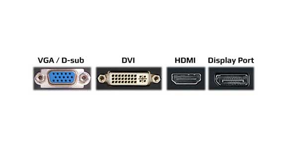 PC graphics ports. VGA/D-sub, DVI, HDMI, Display Port.
