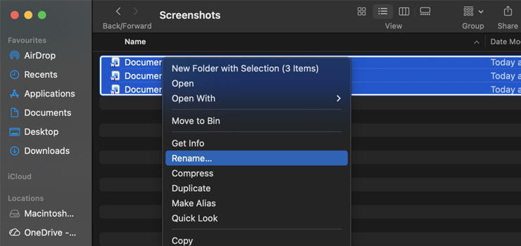 MacBook screen displaying bulk renaming window