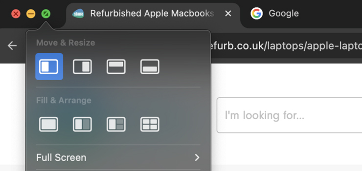 MacBook screen displaying split view window