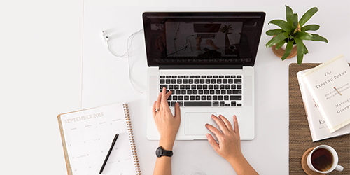 Student using a laptop