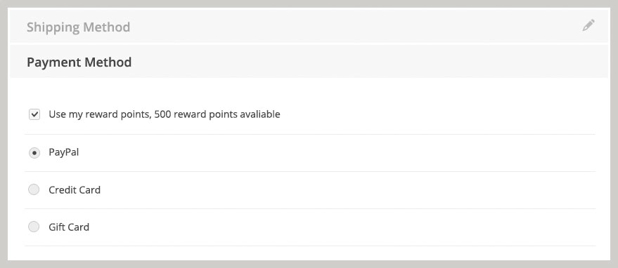 Reward points at checkout