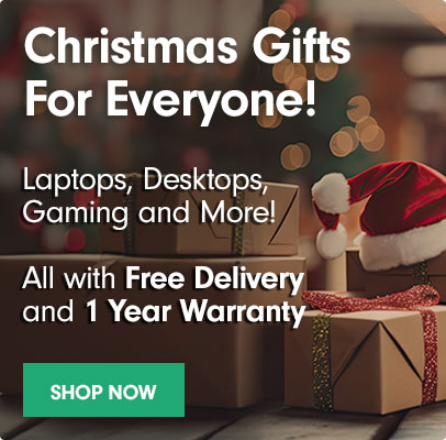 A picture of a laptop in front of a christmas scene mentioning Christmas Gifts for sale