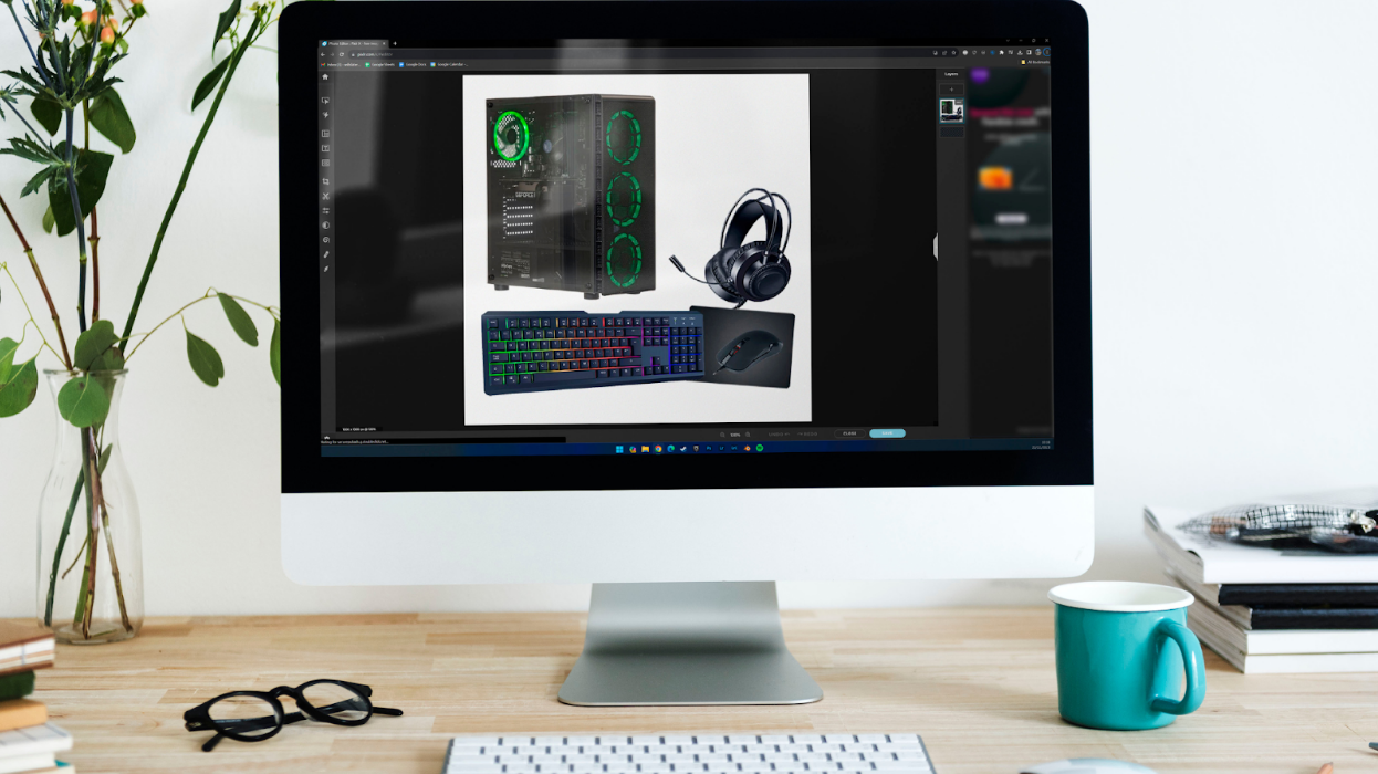 Pixlr X free photo editing website running in a browser on a desktop computer