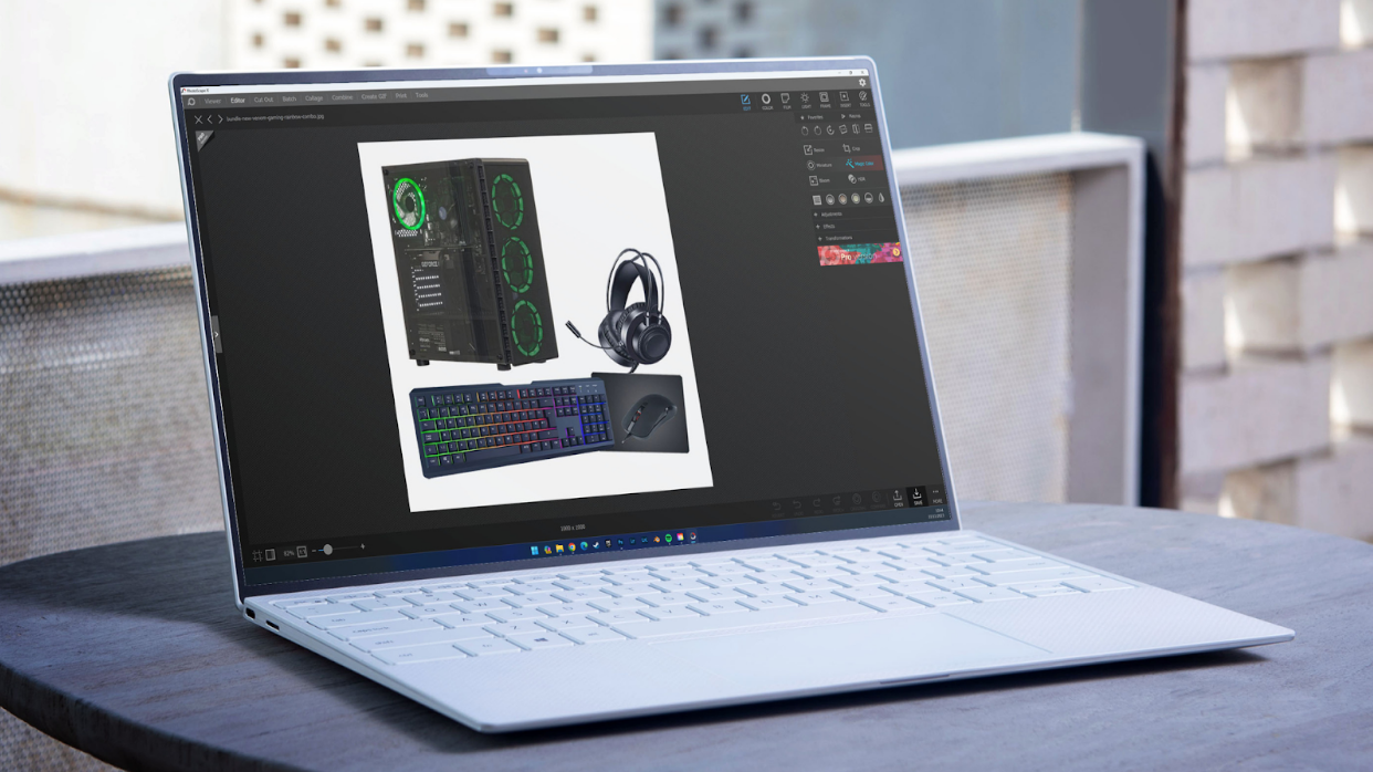 Photopea X free photo editing software running on a laptop