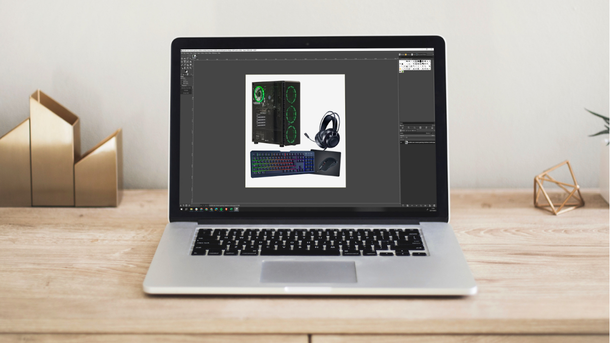 Free GIMP image manipulation software on a laptop.