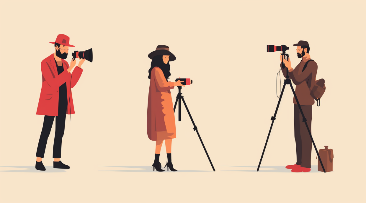Illustration of three different photographers